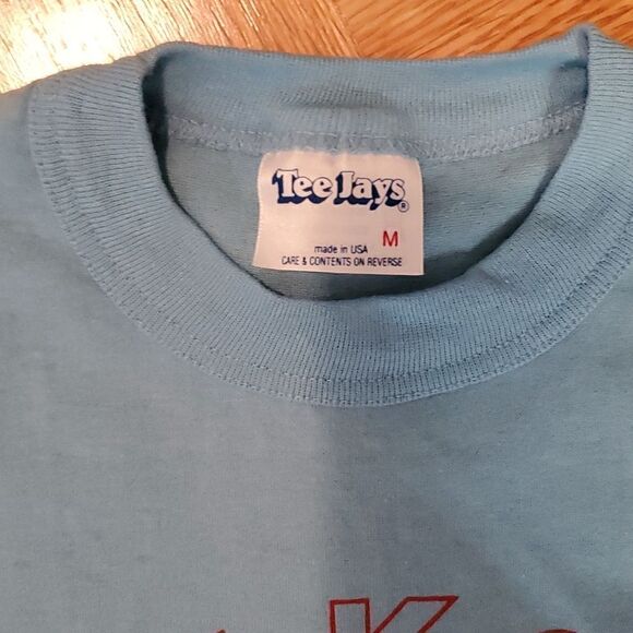 𝅺VINTAGE Tee Jays Single Stitch Youth Air Show T- Shirt Medium Blue - Picture 3 of 8